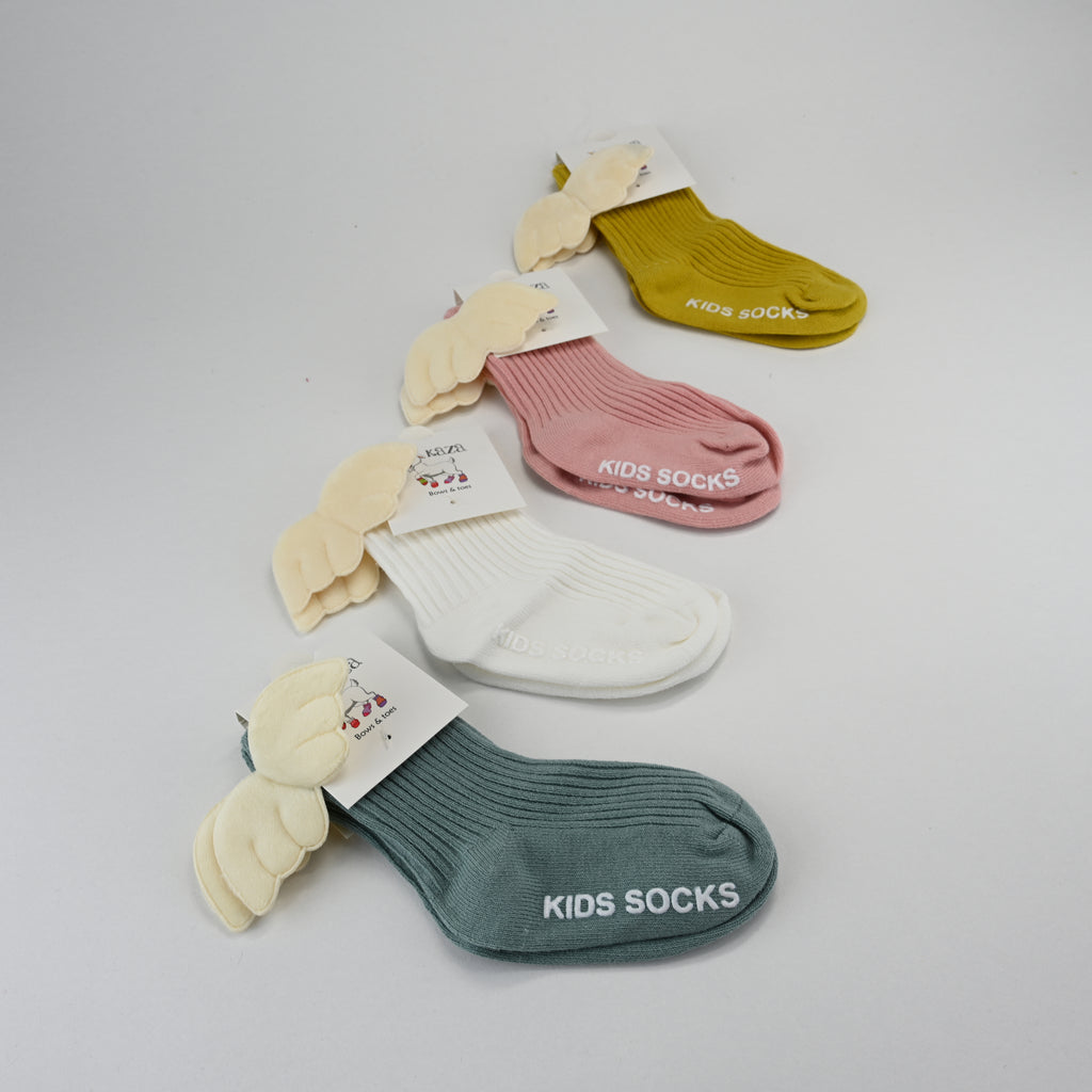 Baby Socks with cute Wing detail for Girls and Boys; Toddlers — Soft, Breathable, Non slip bottoms, Fashion