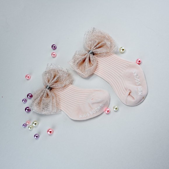 Baby Socks with a large Bow on the side for Girls; Toddlers — Soft, Breathable, Non slip bottoms, Fashion