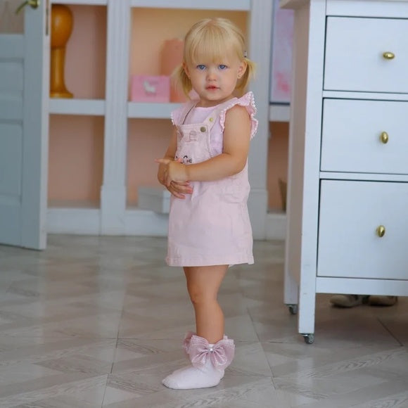 Baby Socks with a large Bow on the side for Girls; Toddlers — Soft, Breathable, Non slip bottoms, Fashion