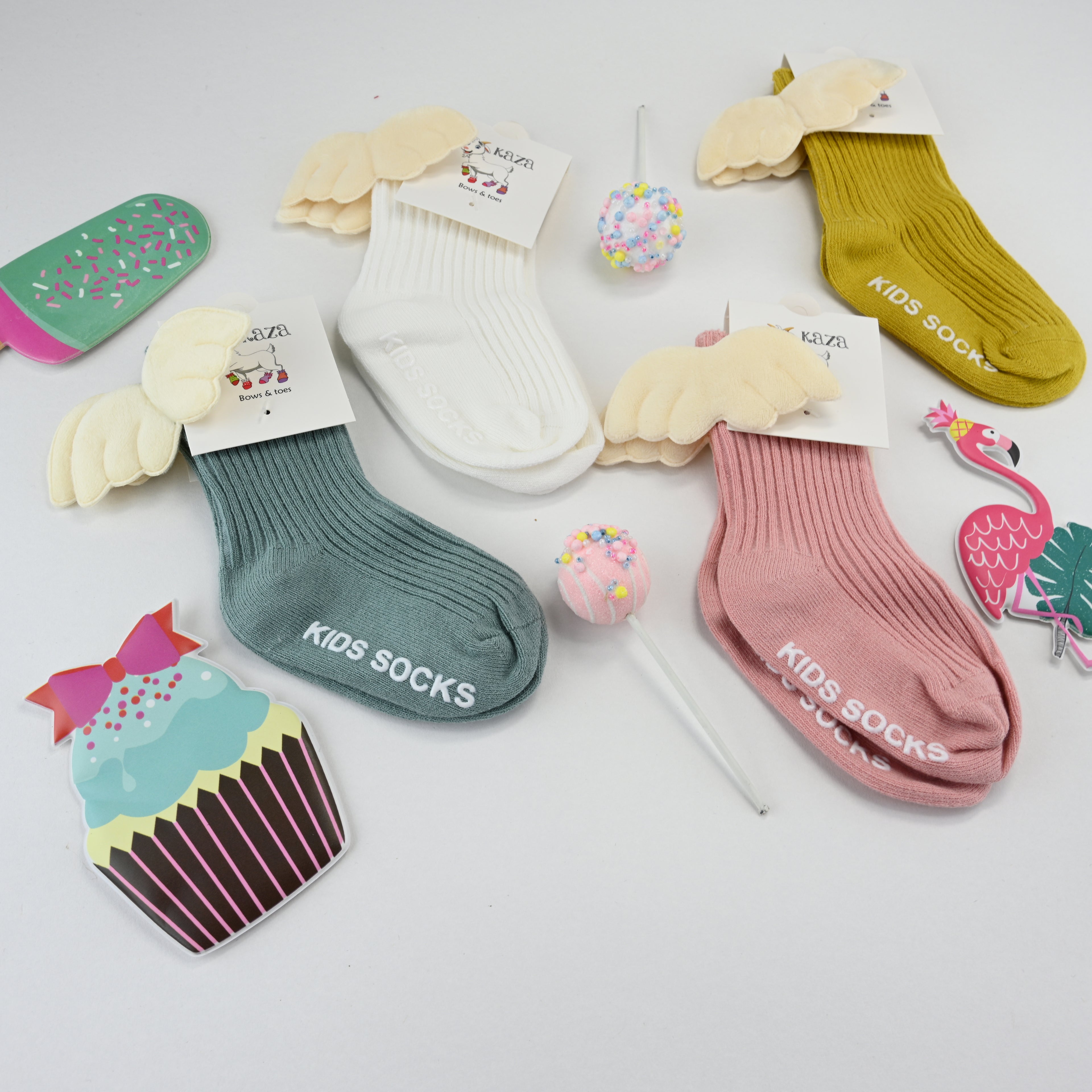 Baby Socks with cute Wing detail for Girls and Boys; Toddlers — Soft, Breathable, Non slip bottoms, Fashion