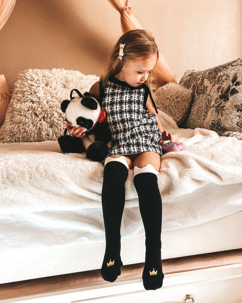 Over The Knee Socks with crown for Girls; Toddlers 2T-5T — Soft, Breathable, Fashion